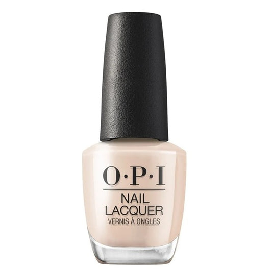 OPI Nail Lacquer bottle in a light warm beige shade with a black cap and white background.