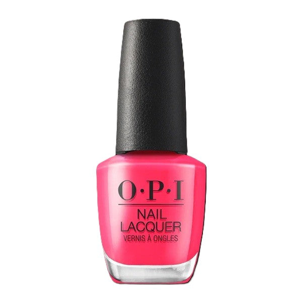 OPI nail polish bottle with pink color on a white background