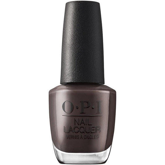 OPI nail polish bottle with a dark brown color on a white background