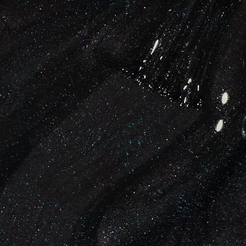 Close-up of a black shimmer nail polish swatch.