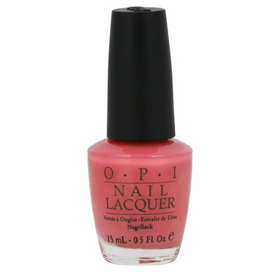OPI pink nail polish bottle with black cap.