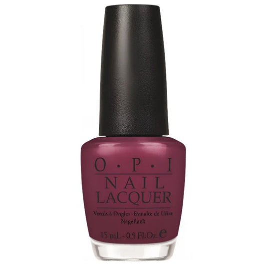 OPI red plum nail polish bottle with black cap.