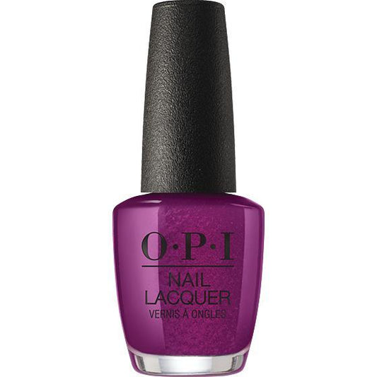 OPI nail polish bottle with purple color on a white background