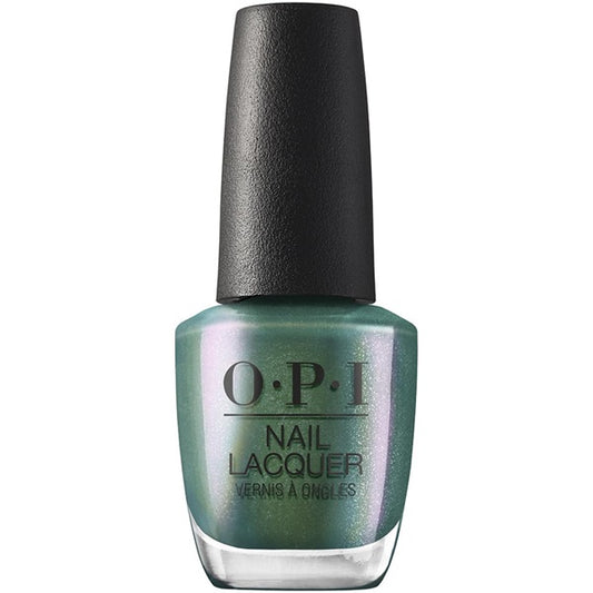 OPI nail polish bottle with green color on a white background