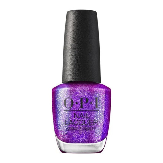 OPI Purple nail polish bottle with black cap on a white background