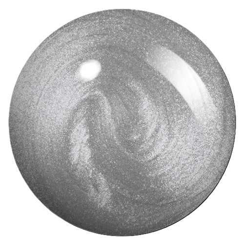 Gray silver shimmer nail polish swatch on a white background