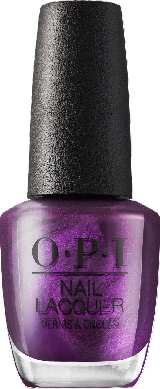 OPI deep purple nail polish bottle with black cap.