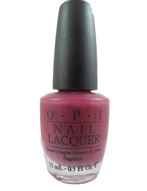 OPI plum mauve nail polish bottle with black cap.