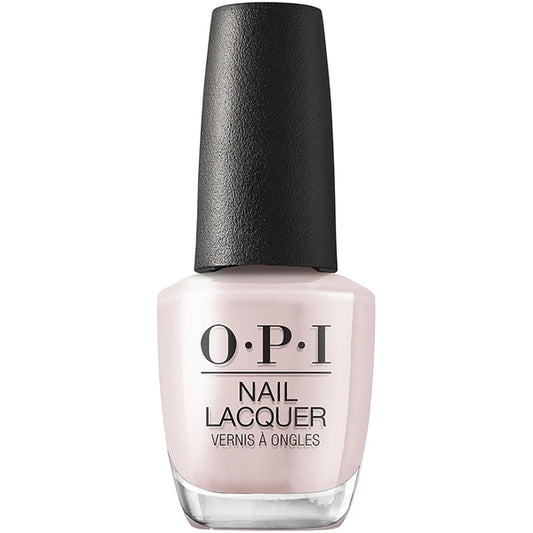 OPI light pink nail polish bottle with black cap on a white background