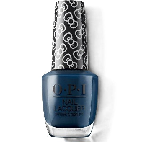 OPI nail polish bottle with blue color and black and white patterned cap on a white background