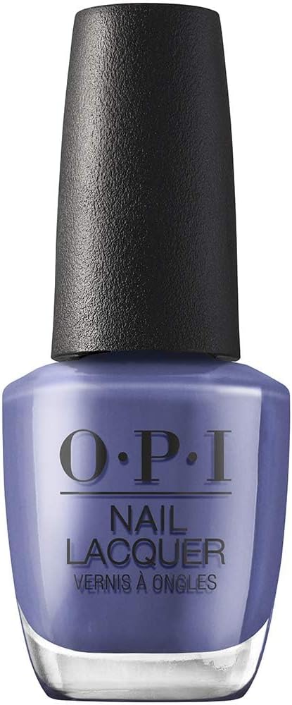 OPI blue lavender nail lacquer bottle with black cap on a white background