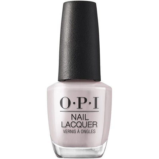 OPI gray nail polish bottle with black cap on a white background 