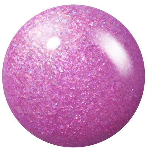 Purple shimmery nail polish swatch  on a white background