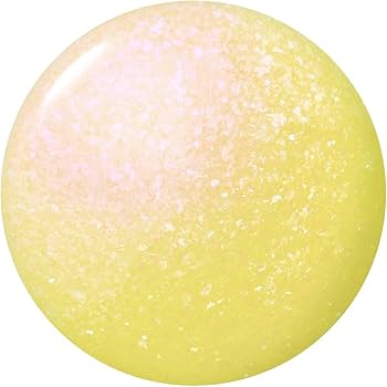 Yellow shimmery nail polish swatch  on a white background