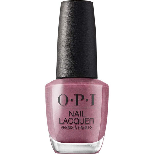 OPI nail polish bottle with a mauve pink color and black cap on a white background