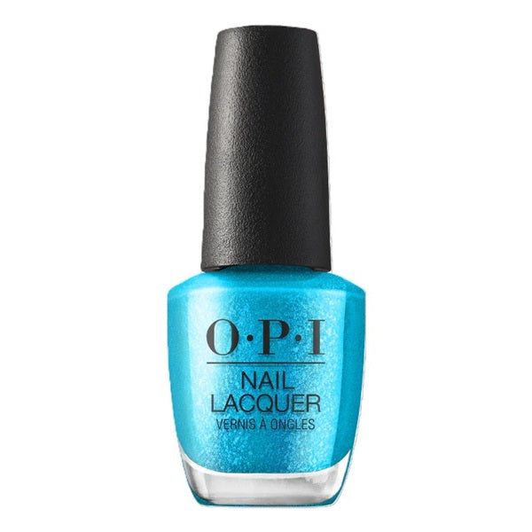 OPI Blue nail polish bottle with black cap on a white background