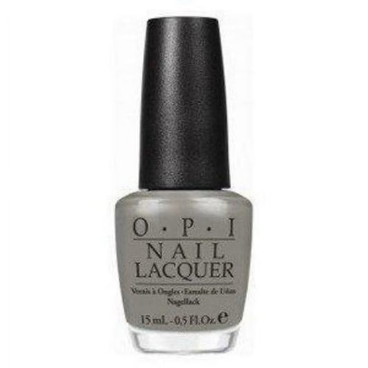 OPI sage green/gray nail polish bottle with black cap.