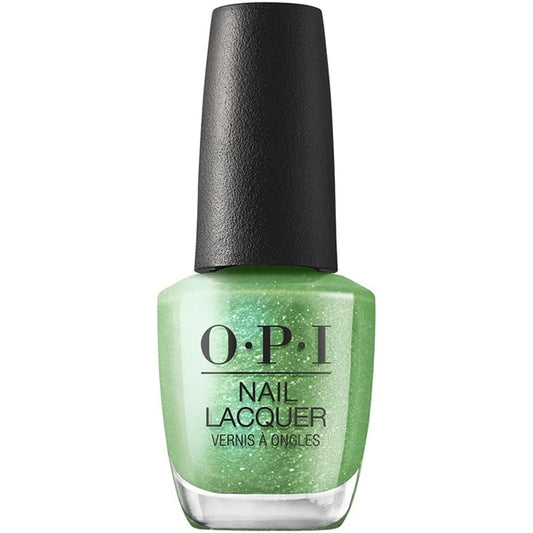 OPI light green nail polish bottle with black cap on a white background