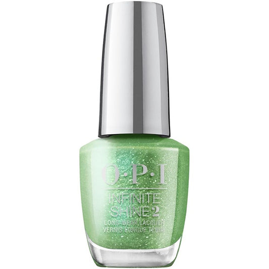 OPI Infinite Shine light green nail polish bottle with silver cap on a white background