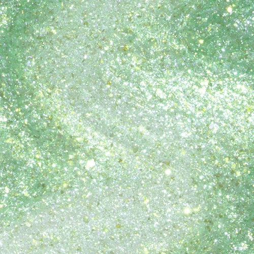 Green shimmery nail polish swatch