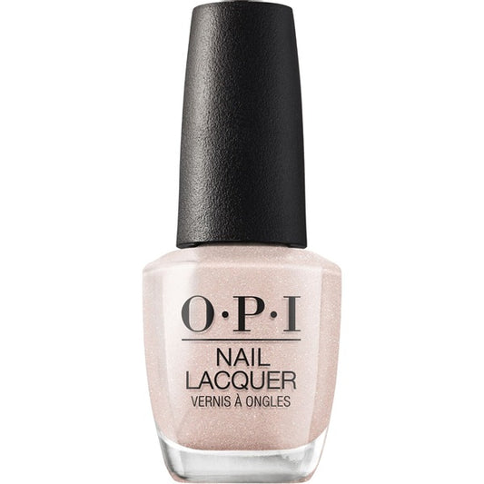 OPI light pink nail lacquer bottle on a white background