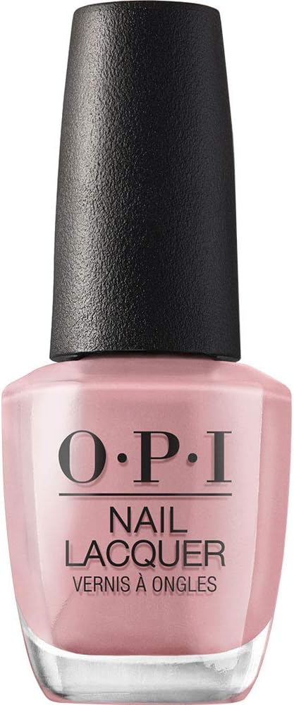 OPI pink beige nail lacquer bottle with black cap and pink color