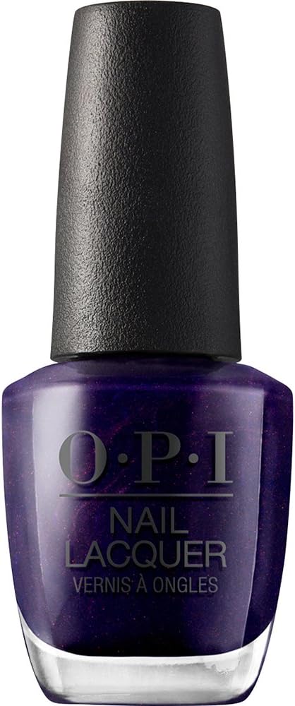 OPI nail lacquer bottle with dark purple color and black cap