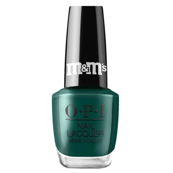 OPI deep evergreen nail polish bottle with black cap.