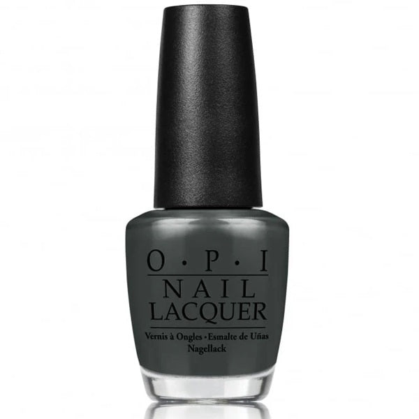 OPI nail lacquer bottle with black cap and label on a white background