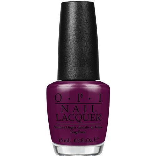 OPI plum purple nail lacquer bottle with a dark purple color on a white background