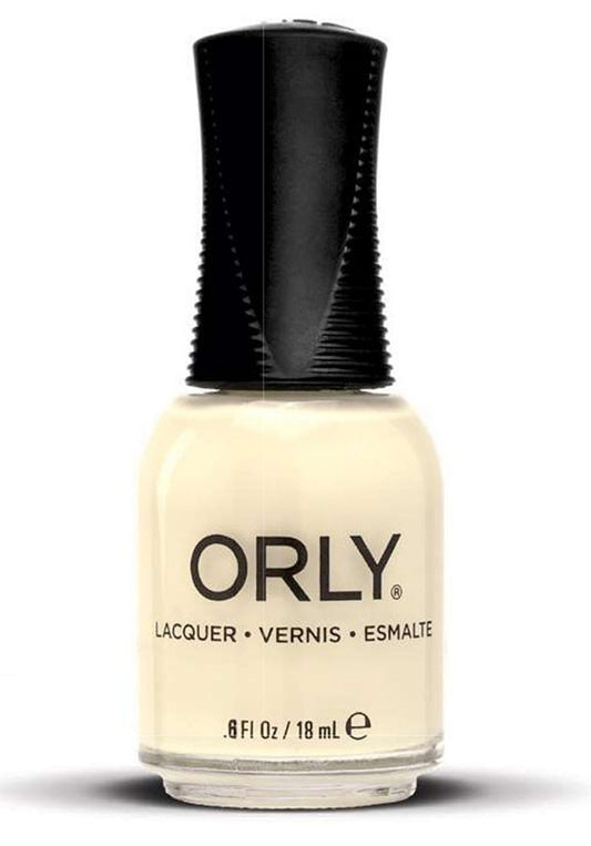 Orly yellow beige nail polish bottle on a white background