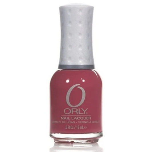 Orly berry pink/red nail polish bottle with a white cap on a white background