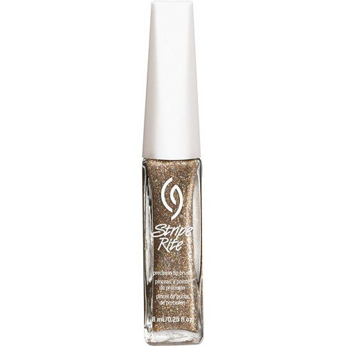 Stripe Rite gold glitter striper paint bottle with white cap on a white background