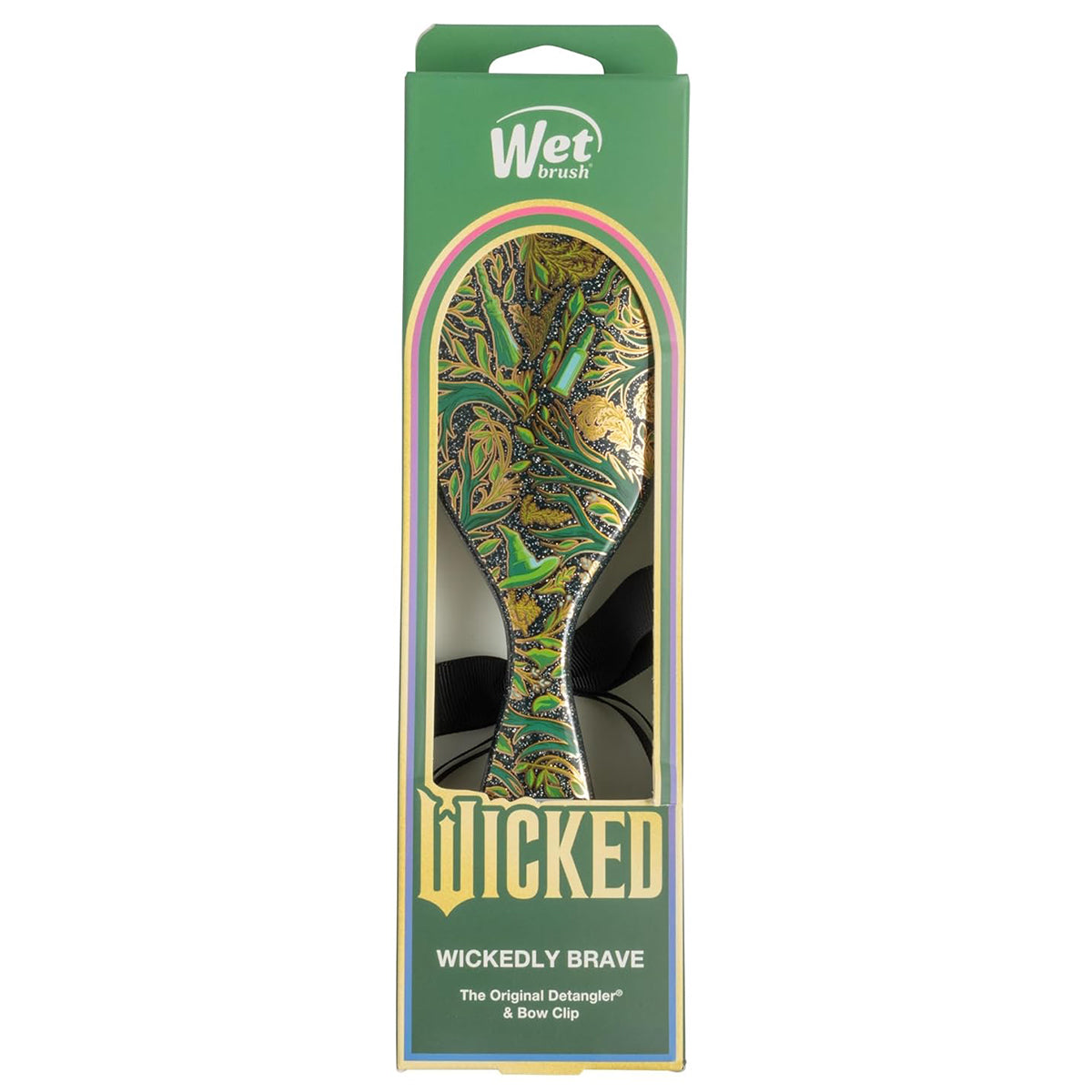 Wet Brush packaging with a green and gold design on a white background